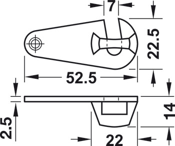 ロックフック, 53 mm､フレーム付きテーブル用