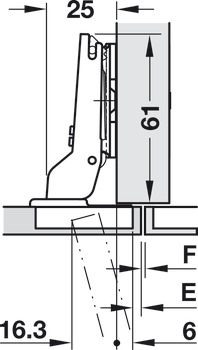 ヒンジ, デュオマティック 105°､10 mm 以上の薄い木扉用､半カブセ取付け/両面取付け