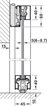 引戸用金具, Slido D-Line43 80N、ガラスおよび木製パネル用フレーム扉